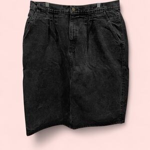 Foxy vintage 80s Chic USA black denim pleated skirt pockets good quality